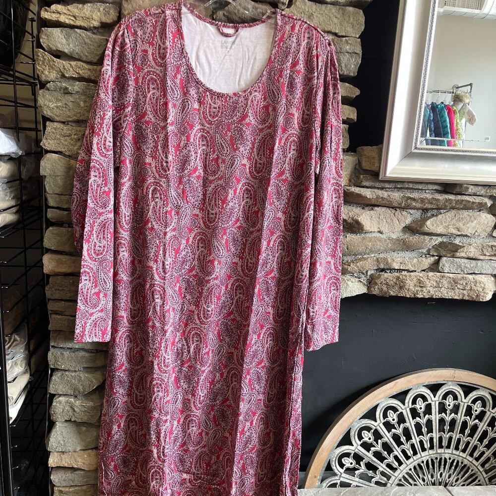 Lands' End Women's Cotton Long Sleeve Midcalf Nightgown, NWT